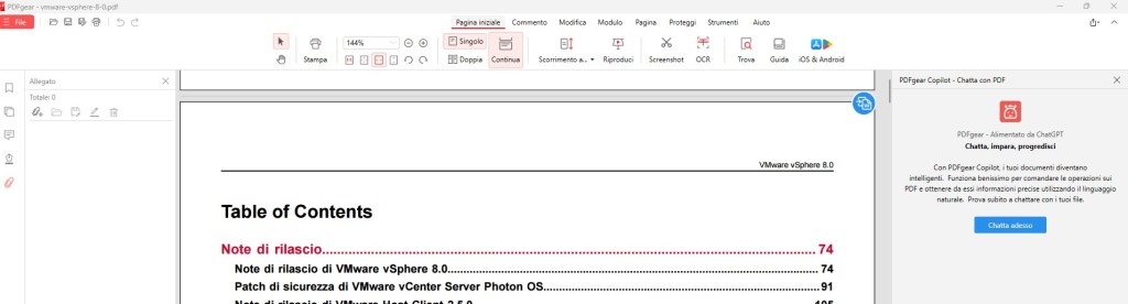 barra degli strumenti dopo aperto il pdf