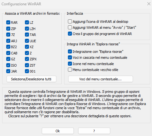scelta formati per win rar iso rar zip