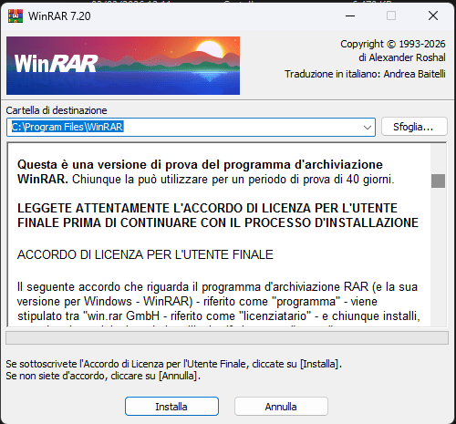 installazione win rar