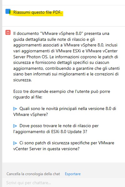 riassumere il testo dall'AI