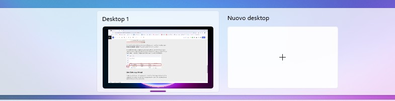 creazione spazi desktop virtuali per separare le diverse attività