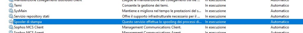 Servizio Spooler di Stampa Windows esecuzione automatica
