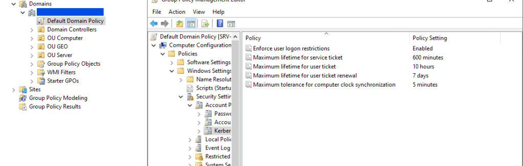 Default Domain Policy Windows Server DC