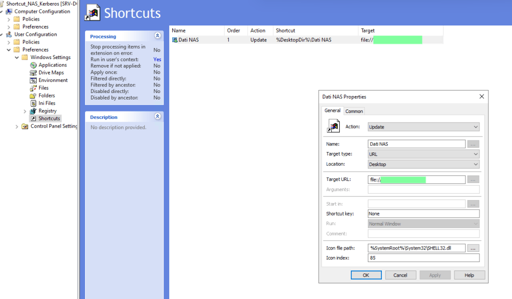 shortcut setting GPO