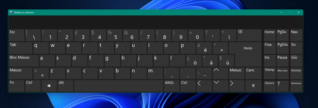 tastiera virtuale windows